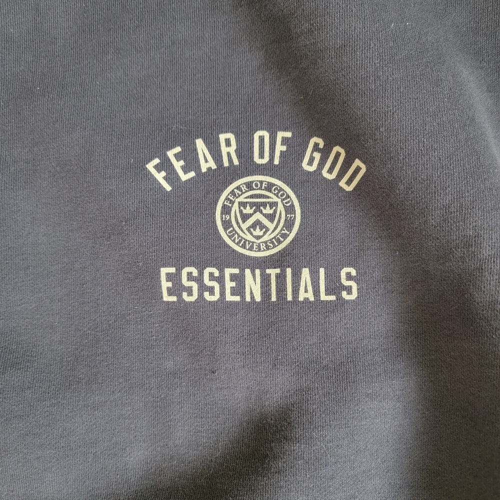 Fear of God Essentials Blue Crewneck Sweater with Ribbed Cuffs - Picture 4 of 13